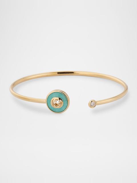 GUCCI Interlocking 18K Yellow Gold Flex Bracelet with Diamond and Amazonite