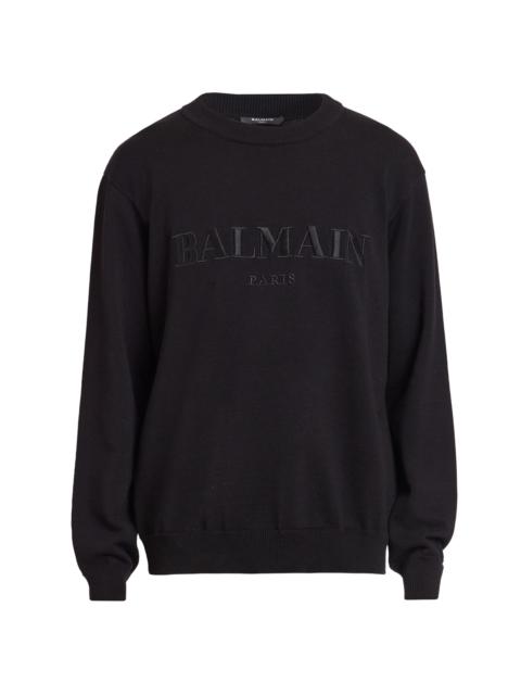 Balmain Men's Vintage Logo-Embroidered Cotton Sweater - Noir