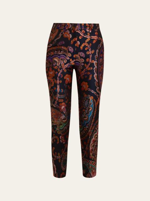 Etro Paisley Silk Brocade Slim-Fit Pants