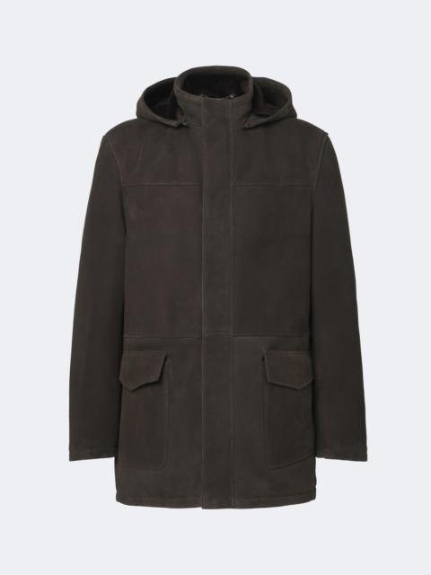 THOM SWEENEY Hooded suede parka