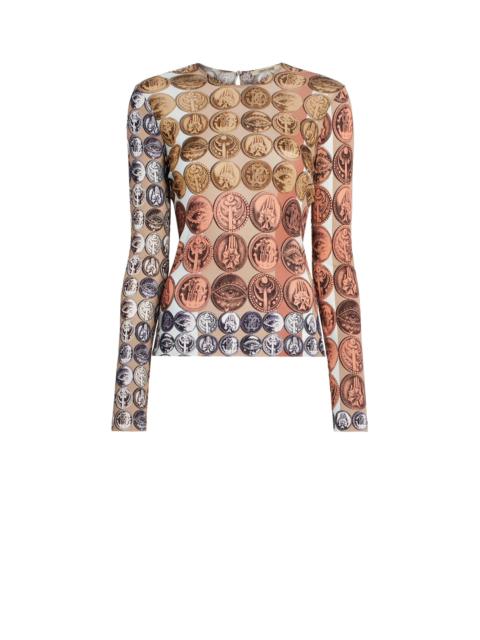 Roberto Cavalli Stripes & Coins long sleeve top