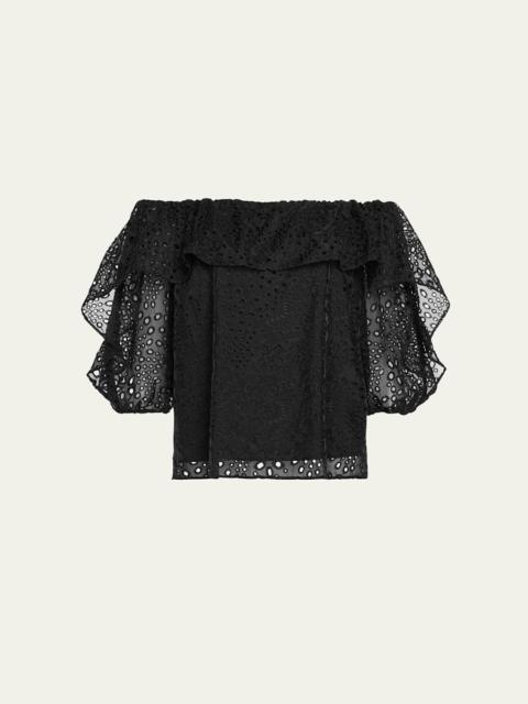 RAMY BROOK Salma Embroidered Off-Shoulder Blouse