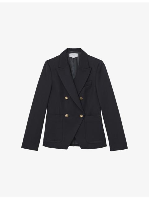 REISS Gigi Double-Breasted Wool-Blend Blazer