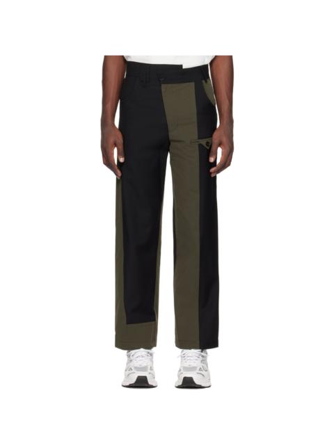 Black & Khaki Paneled Trousers