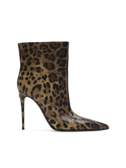 105mm leopard-print leather boots