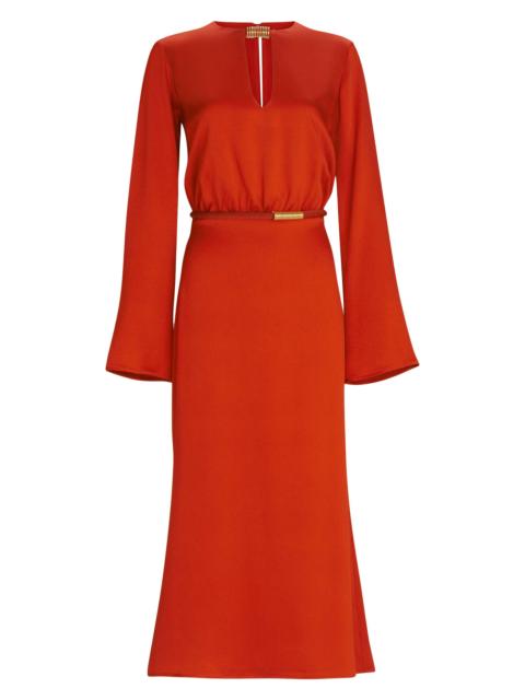 SILVIA TCHERASSI Women's Pesaro Cut-Out Satin Midi-Dress - Terracotta