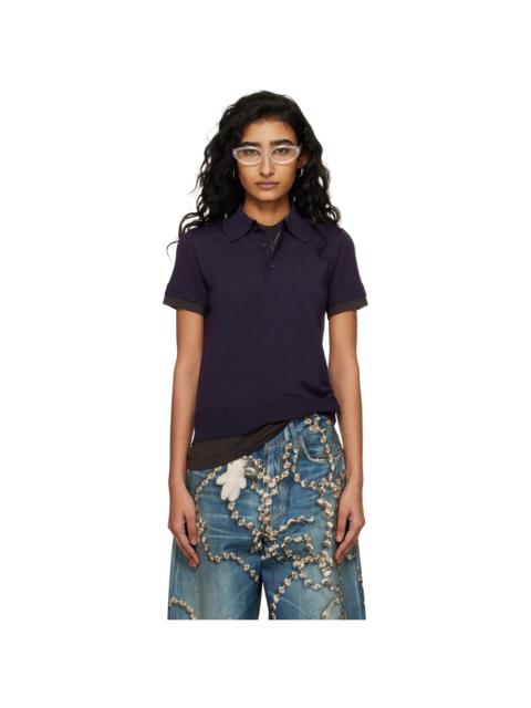 Acne Studios Navy Layered Wool Knit Polo