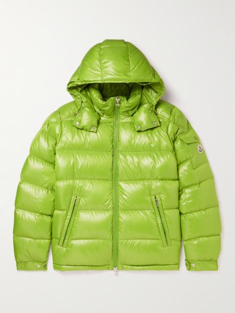 Moncler Maya Logo-Appliquéd Quilted Glossed-Shell Hooded Down Jacket