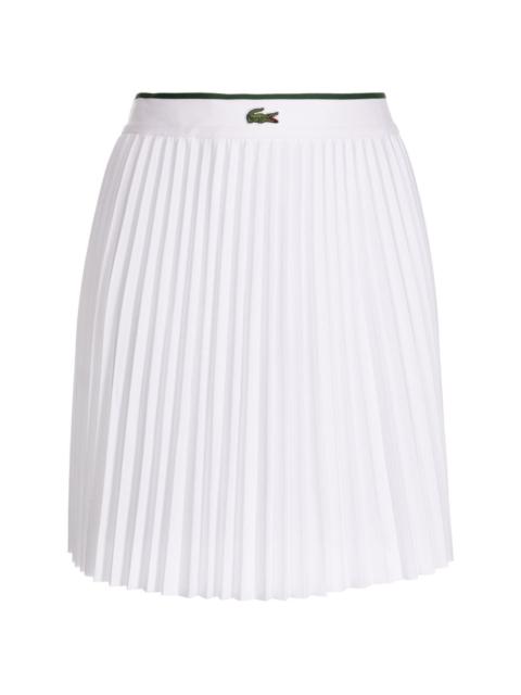 logo-embroidered elasticated pleated miniskirt