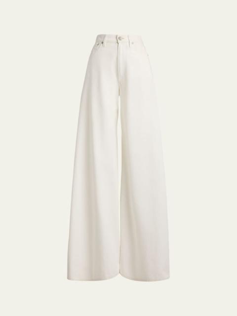 Ralph Lauren Cotton Twill Full Wide-Leg Pants