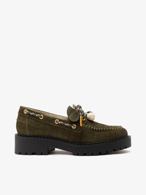 Larroudé Cyprus Lugsole Loafer Olive Croco Suede
