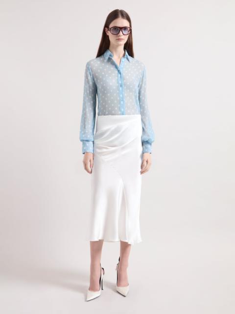 NINA RICCI Ice Blue Polka Dots Silk Shirt