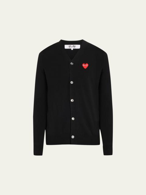 Comme Des Garçons Men's Small Heart Wool Cardigan Sweater