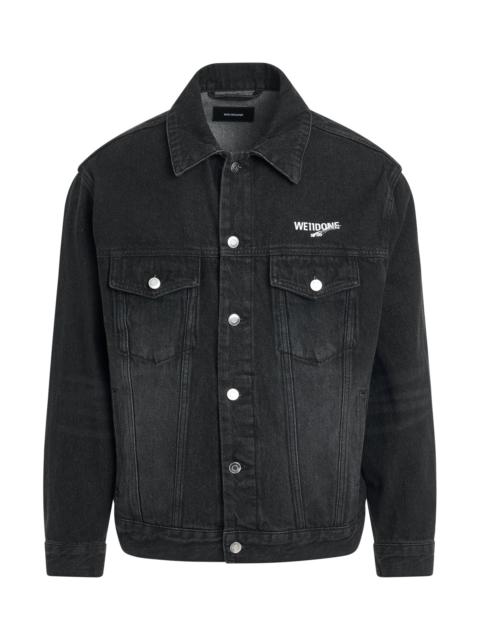 We11done 1506 Logo Loose-Fit Denim Trucker Jacket in Black