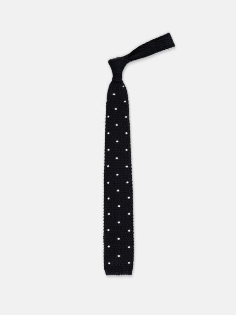 J. PRESS MADE-IN-ITALY NAVY & WHITE DOTS SILK KNIT TIE