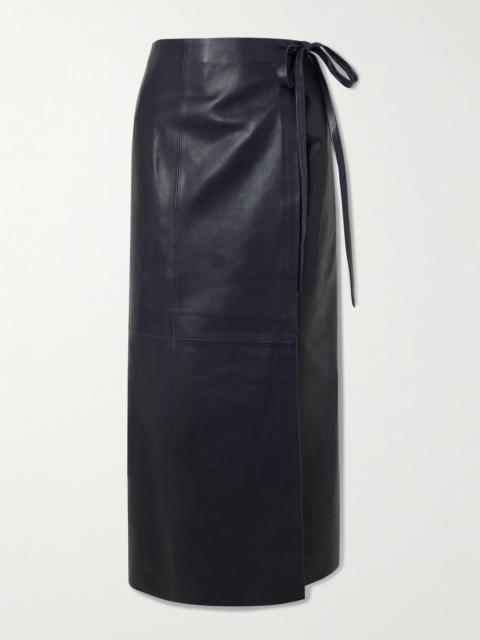 NOUR HAMMOUR Paneled Leather Maxi Wrap Skirt