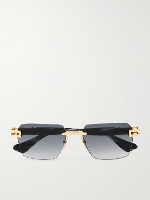 DITA Meta-Evo One Rimless Square-Frame Gold-Tone Metal and Acetate Sunglasses Gold