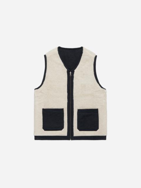 3sixteen Reversible Work Vest - Black Canvas/Ecru Wool Sherpa