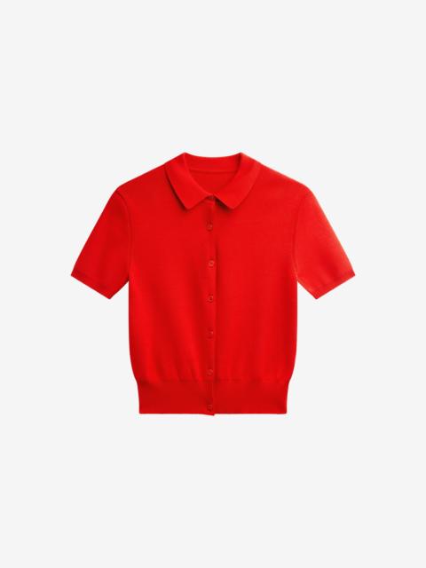 The Frankie Shop Amelot Knit Short Sleeve Cardigan - Red