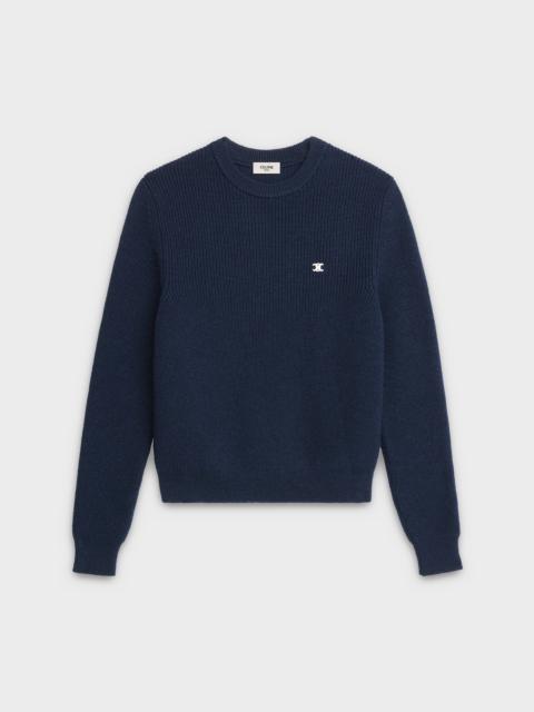 CELINE CREW NECK SWEATER IN 'TRIOMPHE' RIBBED WOOL