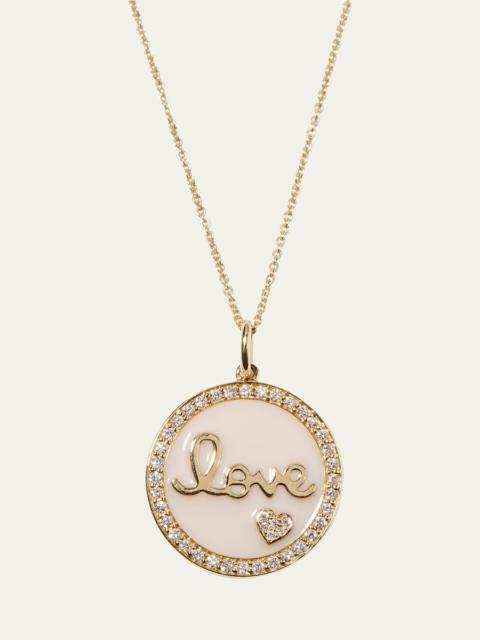 SYDNEY EVAN 14k Gold Love Medallion Necklace w/ Enamel & Diamonds