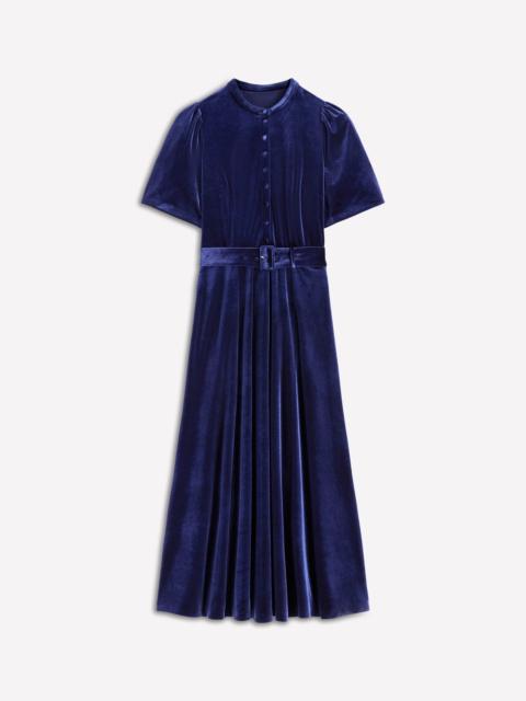 BODEN Kate Velvet Shirt Dress-Sapphire Blue
