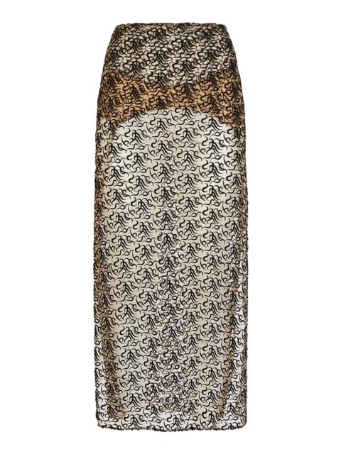 THE ATTICO Sheer Jacquard Cotton-Blend Maxi Skirt gold