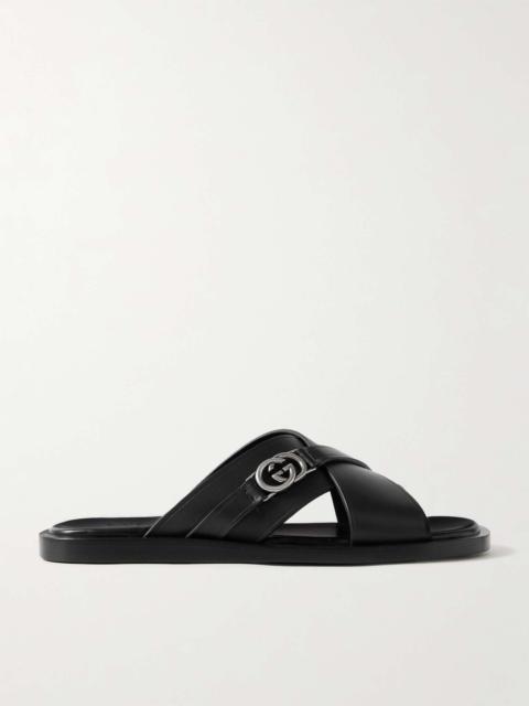 Maverik Logo-Embellished Leather Sandals