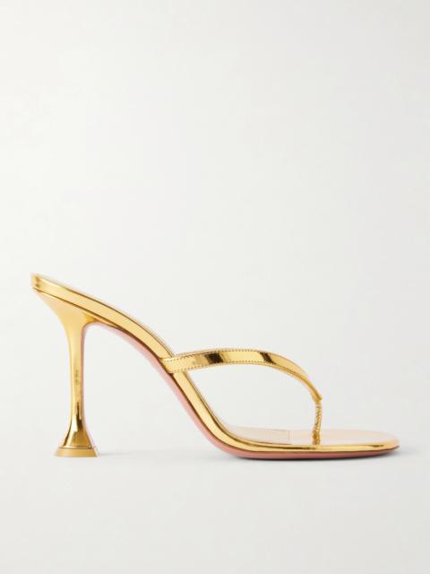 Amina Muaddi Juliette 95 Metallic Leather Thong Sandals