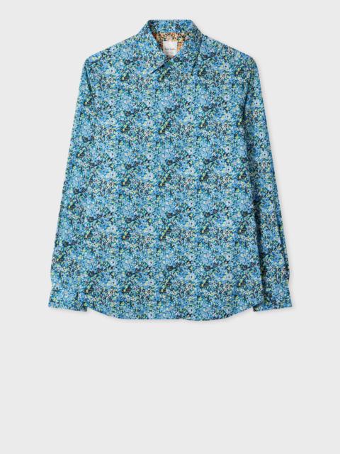 Paul Smith Slim-Fit Blue 'Lime Floral' Print Shirt