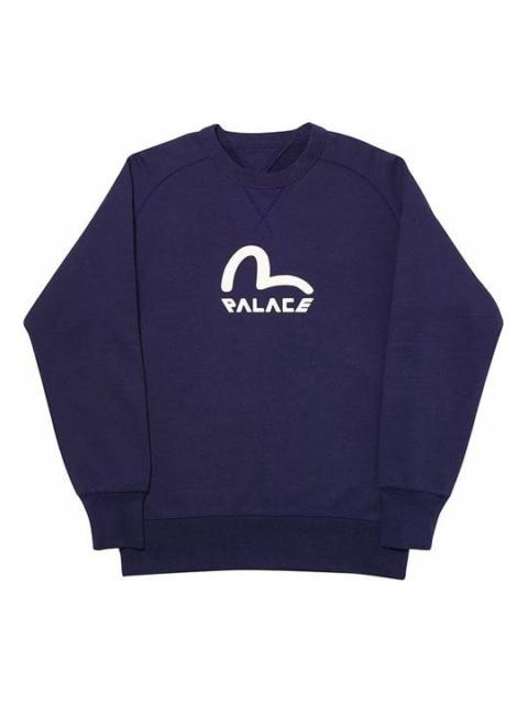 PALACE PALACE x EVISU Reversible Crew Logo Crewneck Blue PAL-SS20-010