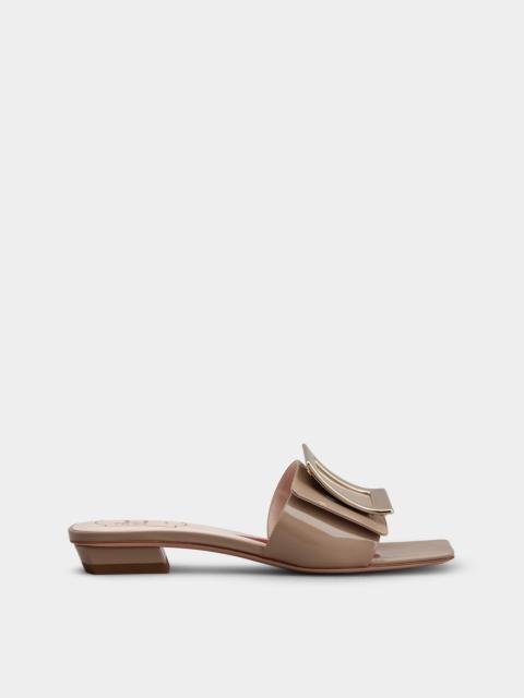 Belle Vivier Metal Buckle Mules in Patent Leather