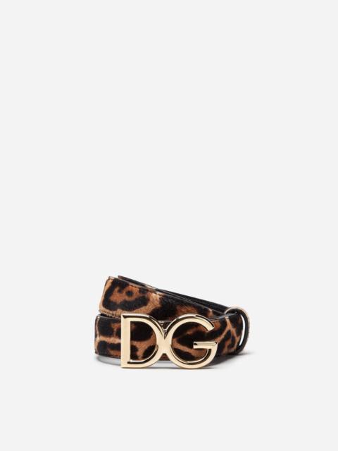Dolce & Gabbana Belt in leopard print pony with logo