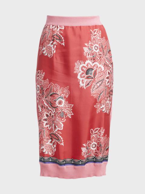 Etro Bandana Print Silk Knit Combo Skirt