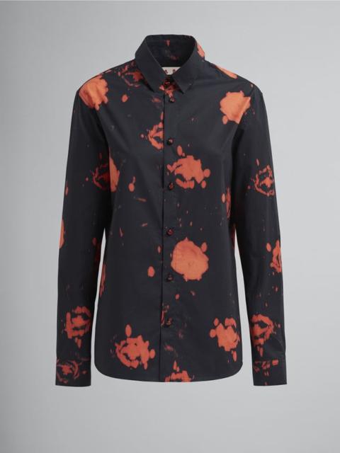 FADED ROSES PRINT POPLIN SHIRT WITH ROUNDED HEM