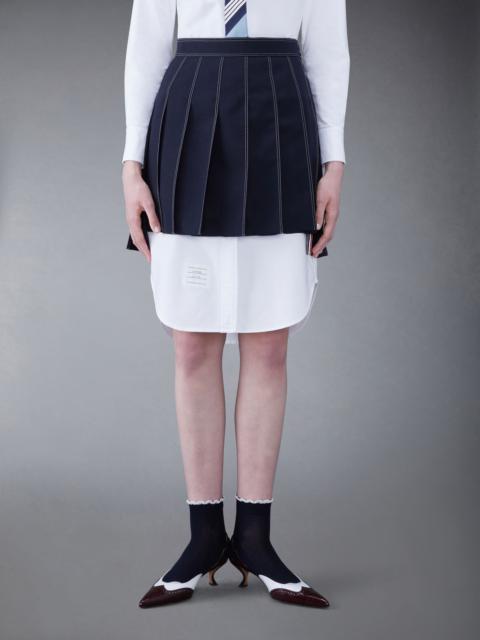 ミニスカート THOM BROWNE Midnight blue wool skirt (FGC402N00473 415) Thom Browne Thom Browne Woman Midnight Blue Wool Skirt