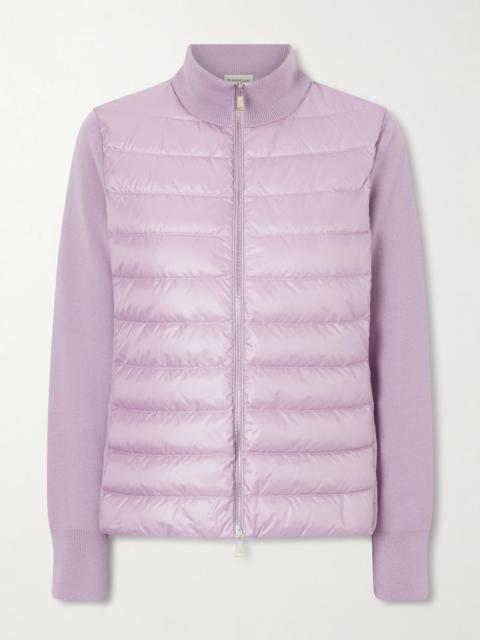 Moncler Appliquéd Wool And Quilted Shell Down Cardigan