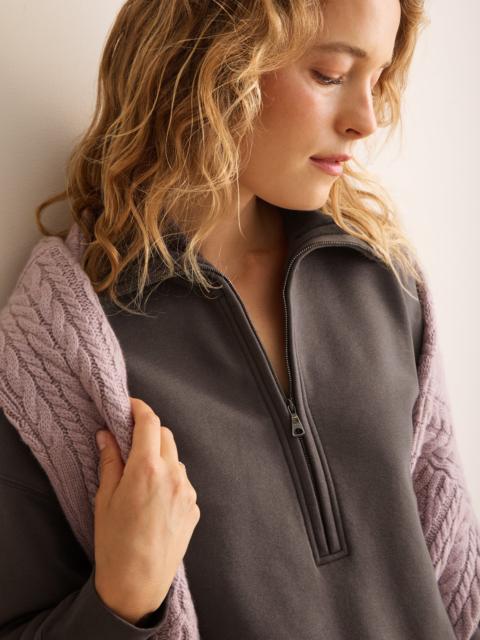 Derek Rose Harley Cotton Modal Half-Zip Sweatshirt Espresso Brown