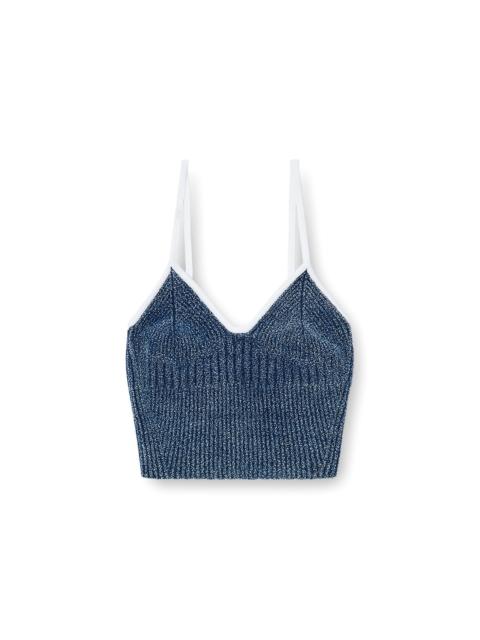 Diesel CROP TOP IN INDIGO BOUCLÉ RIBBED KNIT