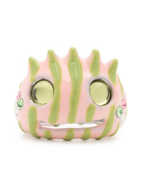 Collina Strada LIME PINK STRIPE LIBERTY FROG RING