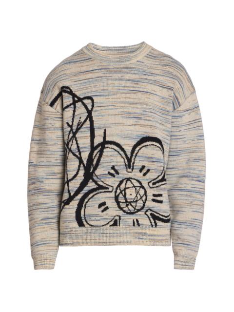 KENZO Men's Reversible Futura Stretch-Wool Sweater - Off White
