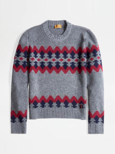 Tod's ROUND-NECK JUMPER - GREY, BLUE, RED