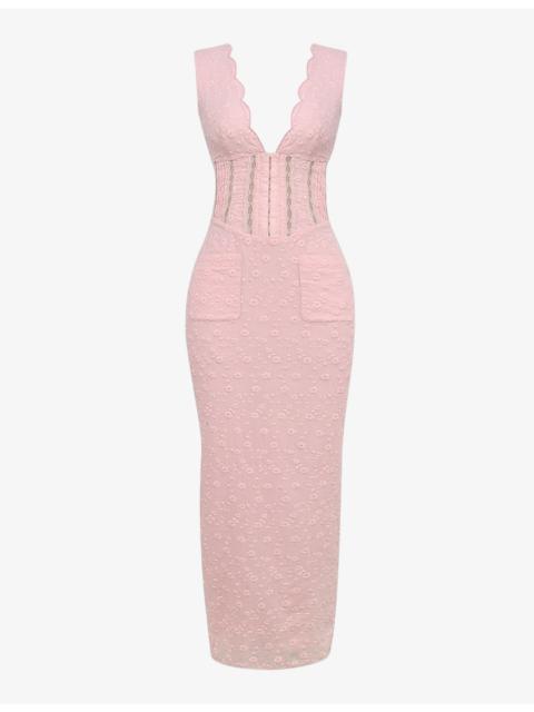 House of CB Sophina broderie-anglaise woven maxi dress