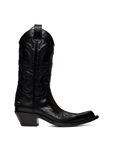 Acne Studios Black Pointy Leather Cowboy Boots