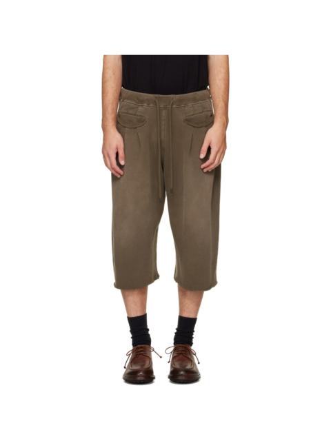 R13 Khaki Triple Pleat Sweat Shorts