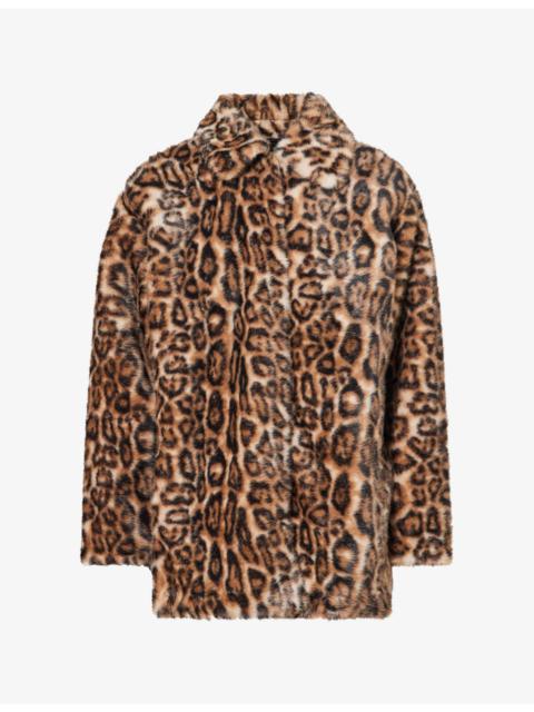 Reformation Sable Leopard-Print Faux-Fur Coat