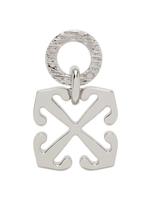 Off-White Silver Texture Circle Arrow Mono Single Earring