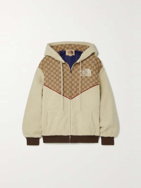 GUCCI + The North Face embroidered cotton-blend canvas-jacquard and fleece hooded jacket