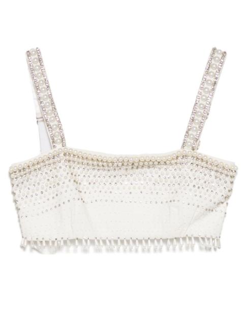ELISABETTA FRANCHI pearl trimmed cropped vest