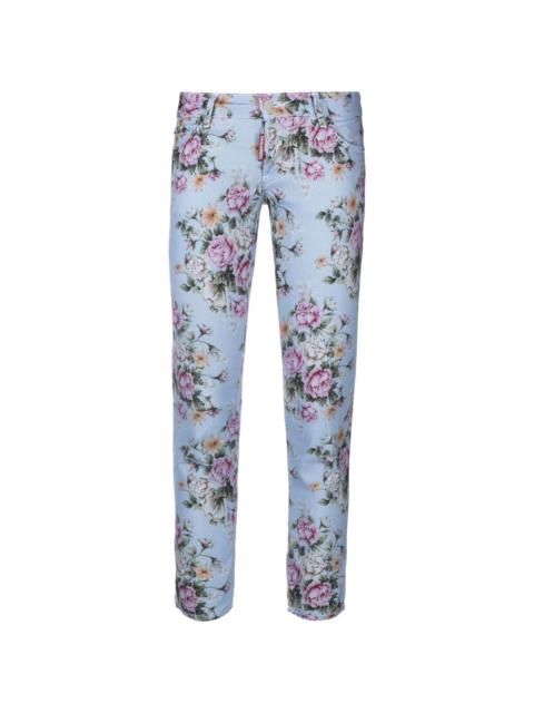 floral-print skinny trousers